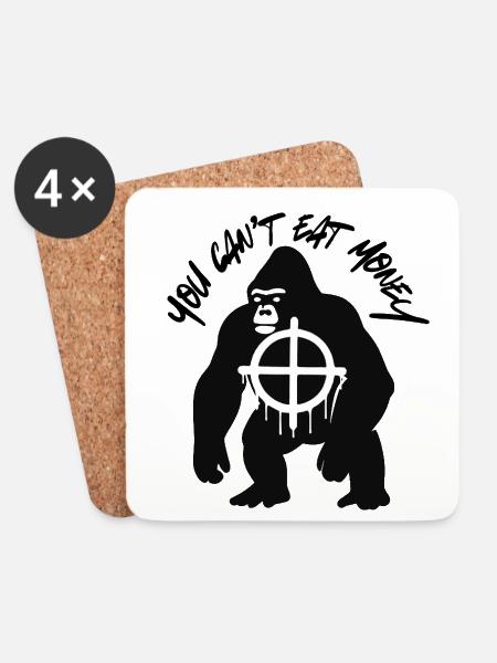 Human Eat Money Eat Gorilla - Untersetzer (4er-Set) - Weiß
