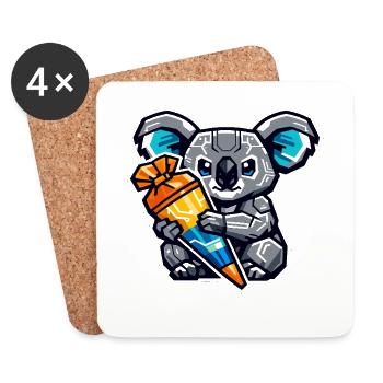 Endlich Schulkind Koala Schultüte Einschulung - Untersetzer (4er-Set) - Weiß - Vorne