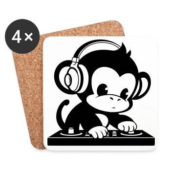 DJ monkey with headphones - Coasters (set of 4) - white - Front