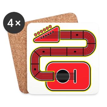 Rote Abstract Shape Gitarre - Untersetzer (4er-Set) - Weiß - Vorne