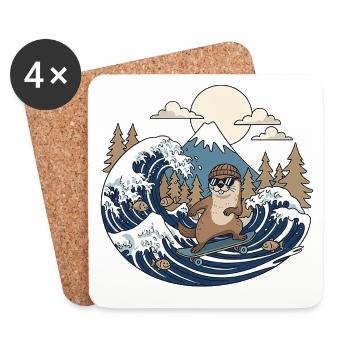 Kawaii Skateboarding Bieber - Coasters (set of 4) - white - Front