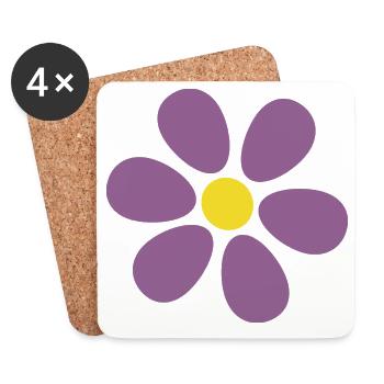 fleur de violette, fleur de violette, fleur de violette - Dessous de verre (lot de 4) - blanc - Devant