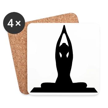 Formes de yoga Silhouettes noires - Dessous de verre (lot de 4) - blanc - Devant