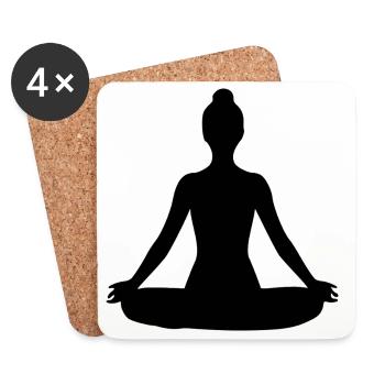 Formes de yoga Silhouettes noires - Dessous de verre (lot de 4) - blanc - Devant