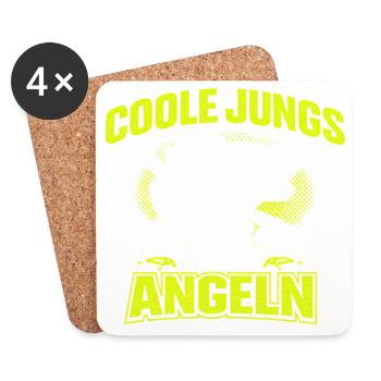 Fishing Cool Guys Walking Fishing Gift - Coasters (set of 4) - white - Front