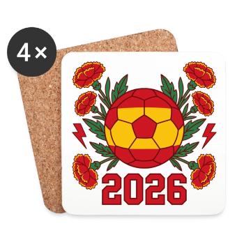 Spain Soccer 2026 Blumen-Fußball-Fanausrüstung - Untersetzer (4er-Set) - Weiß - Vorne