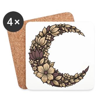Couronne de Croissant de Fleurs - Dessous de verre (lot de 4) - blanc - Devant