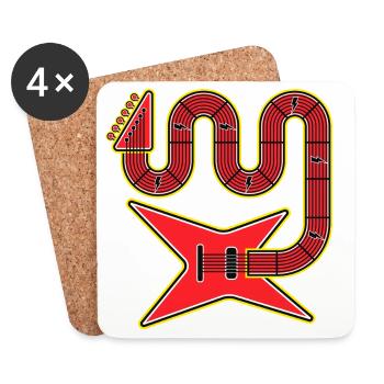 Rote Abstract Shape E-Gitarre - Untersetzer (4er-Set) - Weiß - Vorne