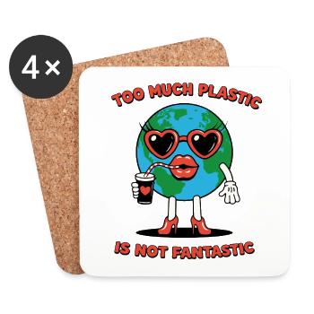 Le plastique n’est pas une expression écologique ironique - Dessous de verre (lot de 4) - blanc - Devant