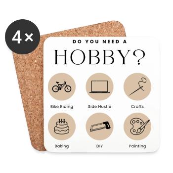 Hobby-Modus an - Untersetzer (4er-Set) - Weiß - Vorne