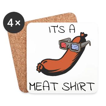 Sausage with sunglasses cartoon - Coasters (set of 4) - white - Front