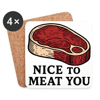 Nice to Meat You Steak Design - Coasters (set of 4) - white - Front