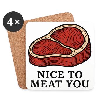 Nice to Meat You Steak Design - Dessous de verre (lot de 4) - blanc - Devant