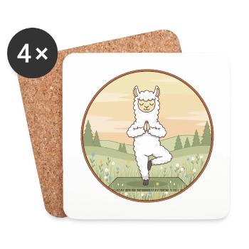 Yoga Llama Alpaca macht Baumpose - Untersetzer (4er-Set) - Weiß - Vorne