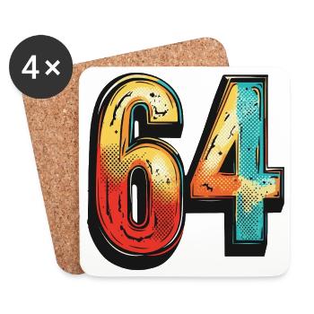 64 chiffres colorés - Dessous de verre (lot de 4) - blanc - Devant