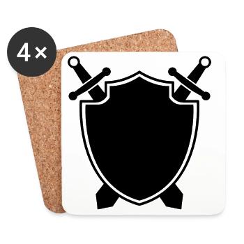 Mittelalterlicher Schild mit Schwert - Untersetzer (4er-Set) - Weiß - Vorne