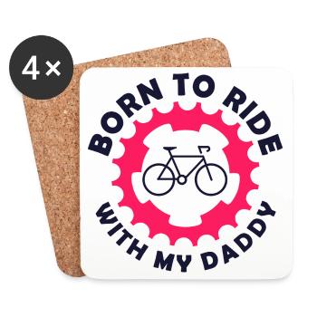 velo-born to ride with my daddy - Dessous de verre (lot de 4) - blanc - Devant