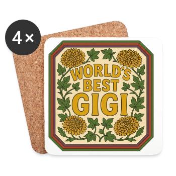 World's Best Gigi Vintage Floral - Coasters (set of 4) - white - Front