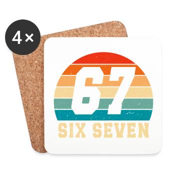 67 Six Seven Brainrot - Dessous de verre (lot de 4) - blanc - Devant