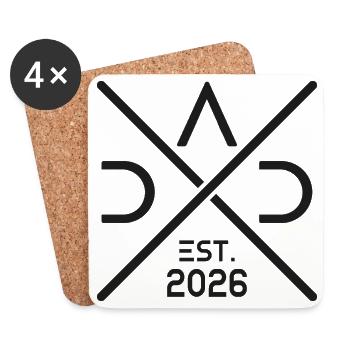 Papa Est 2026 Nouveau Papa Papa fêtera la fête des pères en 2026 - Dessous de verre (lot de 4) - blanc - Devant