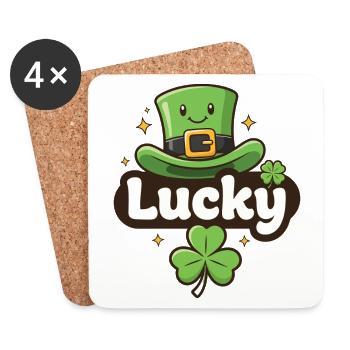 Lucky Leprechaun-Hut-Cartoon - Untersetzer (4er-Set) - Weiß - Vorne