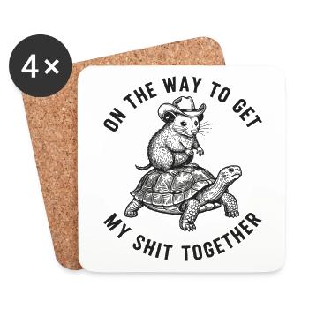 Rat on the Way to Get It Together - Coasters (set of 4) - white - Front