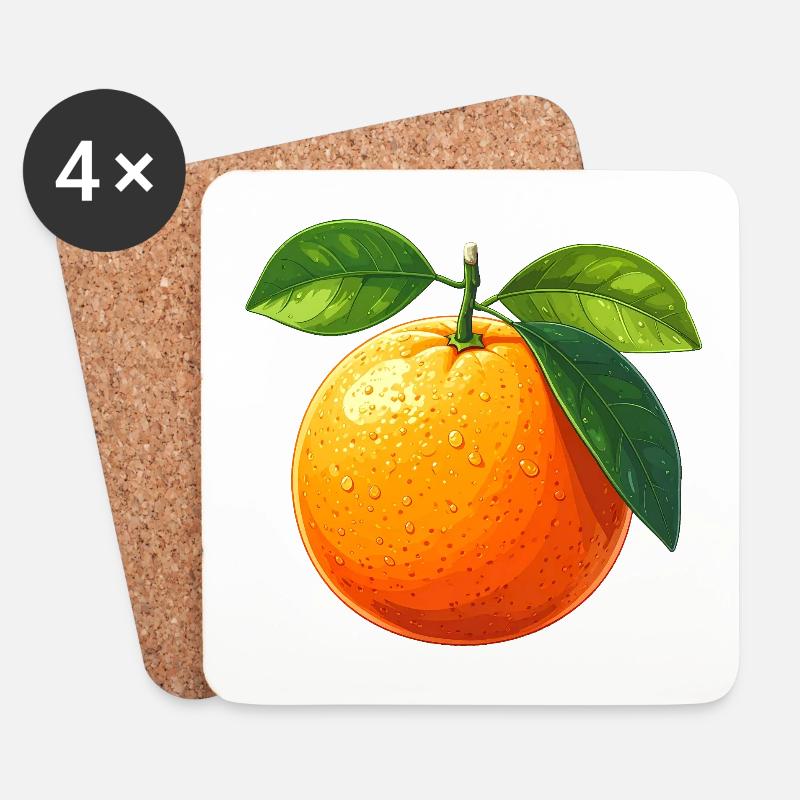 Orange (Frucht) - Untersetzer (4er-Set) - Weiß