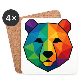 Colorful pop art low poly bear - Coasters (set of 4) - white - Front