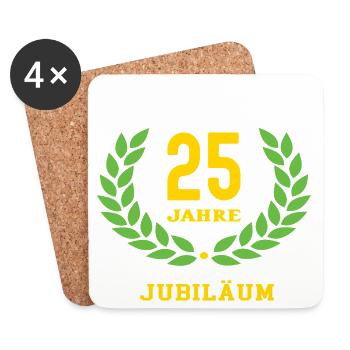 25e ans anniversaire du salon de coiffure - Dessous de verre (lot de 4) - blanc - Devant