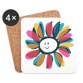 Fleur du moulin à vent - Dessous de verre (lot de 4) - blanc - Devant