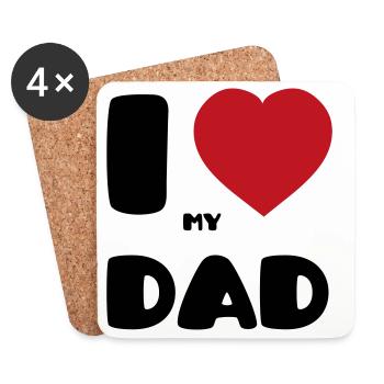 J’aime mon papa - Dessous de verre (lot de 4) - blanc - Devant