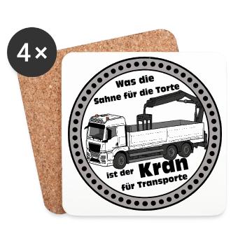 Transport de grues : Crème pour le gâteau - Dessous de verre (lot de 4) - blanc - Devant