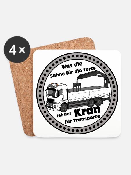 Krantransport Spruch: Sahne für Torte - Untersetzer (4er-Set) - Weiß