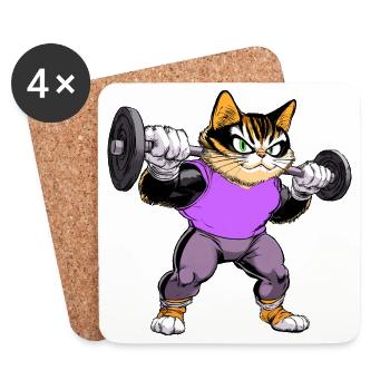 Fitness Cats - Coasters (set of 4) - white - Front