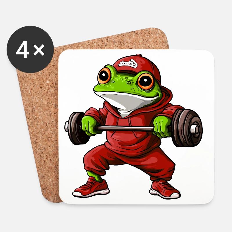 Sporttrainer Frosch - Untersetzer (4er-Set) - Weiß