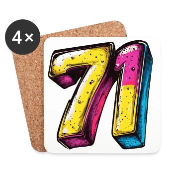 71 Nombre coloré - Dessous de verre (lot de 4) - blanc - Devant