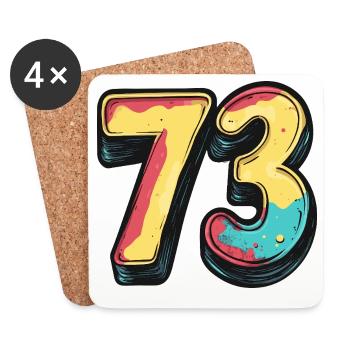 73 Nombre Coloré - Dessous de verre (lot de 4) - blanc - Devant