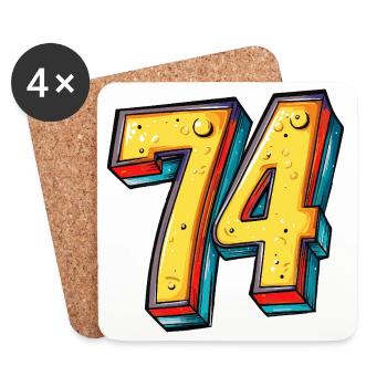 74 Zahl Bunt - Untersetzer (4er-Set) - Weiß - Vorne