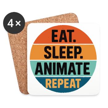 Eat Sleep Animate Repeat Retro Vintage - Coasters (set of 4) - white - Front