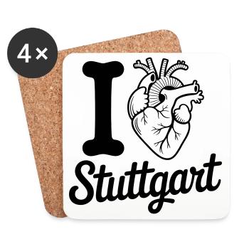 I love Stuttgart - Untersetzer (4er-Set) - Weiß - Vorne