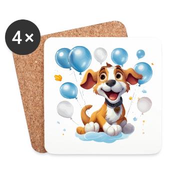 Lustiger Ballonhund im Partylook - Untersetzer (4er-Set) - Weiß - Vorne