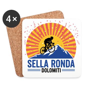 Boucle cyclable des Dolomites de Sella Ronda en Italie - Dessous de verre (lot de 4) - blanc - Devant