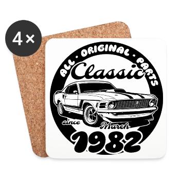 44e anniversaire - Classic Musclecar 03/1982 - Dessous de verre (lot de 4) - blanc - Devant