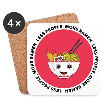 Funny Ramen Lover Shirt Less People More Noodles - Coasters (set of 4) - white - Front