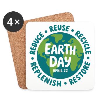 Emblème du Jour de la Terre : Réduire Réutiliser Recycler - Dessous de verre (lot de 4) - blanc - Devant