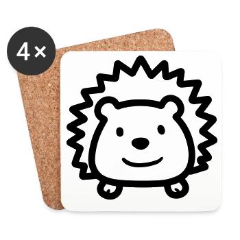 hedgehog - Coasters (set of 4) - white - Front