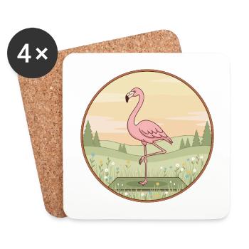Yoga Flamingo Bird Doing Tree Pose - Coasters (set of 4) - white - Front