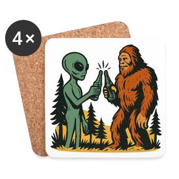 Enlèvement extraterrestre Bigfoot Loch Ness OVNI drôle - Dessous de verre (lot de 4) - blanc - Devant