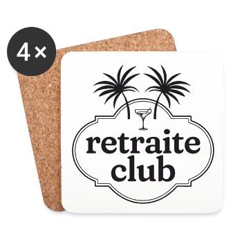 Retraite Club (texte noir) - Dessous de verre (lot de 4) - blanc - Devant