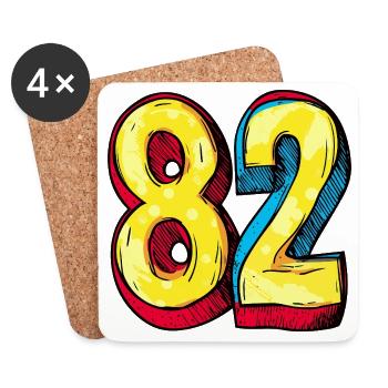 82 Nombre Coloré - Dessous de verre (lot de 4) - blanc - Devant